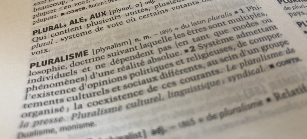 Page de dictionnaire, mot pluralisme